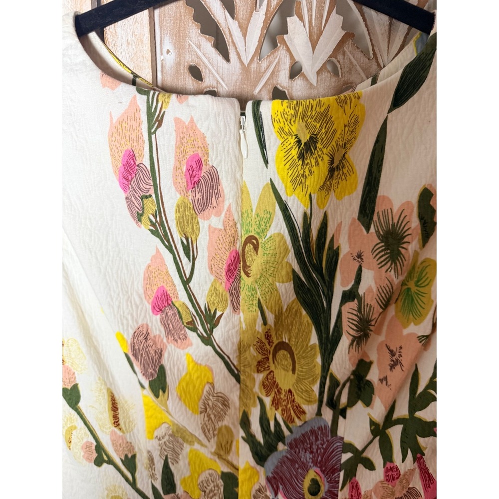Plenty by Tracy Reese Floral Shift Dress White Sleeveless Cotton BKNC17 Size 4 - Picture 4 of 8